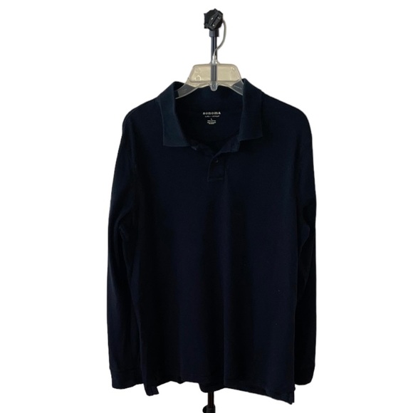 Men’s Sonoma Black Long Sleeve Polo - Picture 1 of 5